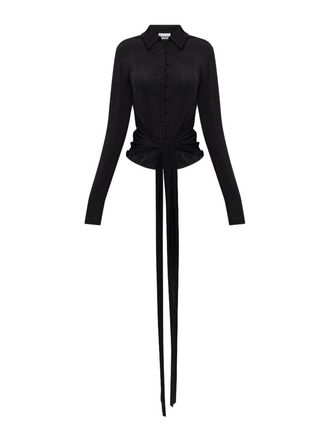 Ganni Black blouse with lace-up waist