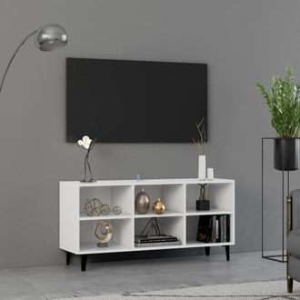 vidaXL Mueble De Tv Con Patas De Metal Blanco 103,5x30x50 Cm Vidaxl