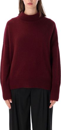 Lisa Yang Burgundy Heidi High-Neck Ribbed Sweater