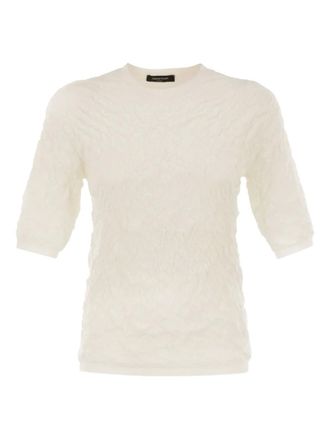 Fabiana Filippi embossed half-sleeves top - Neutrals