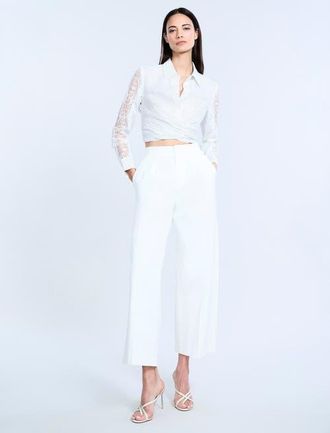 BCBGeneration High Waist Cropped Pant in Chalk at Nordstrom, Size 16