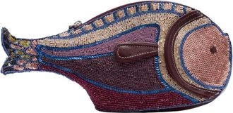 Staud Pesce Beaded Clutch - Dames - Clutches - Paars - ONE Size - Leer - Tassen