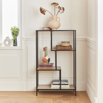 Sweeek Sweeek - Libreria Industriale In Metallo Ed Effetto Legno, 4 Livelli