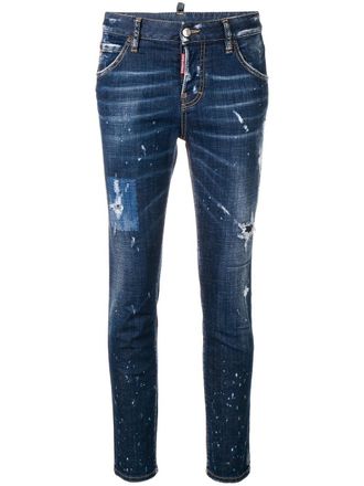 Dsquared2 Cool Girl distressed jeans - women - Cotton/Cotton/Spandex/Elastane/Polyester - 38 - Blue