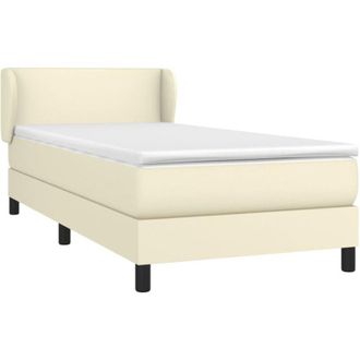 vidaXL Vidaxl - Cama Box Spring Con Colch&oacute;n Cuero Sint&eacute;tico Crema 100x200 Cm