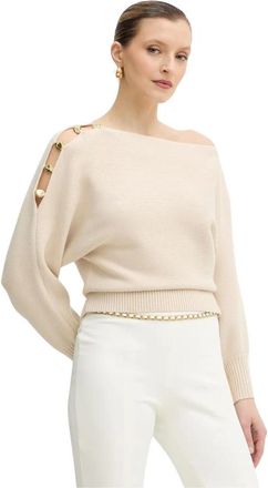 Guess Truien & Vesten, Dames, Beige, S, Polyester, Jamia Rondhals Gebreide Trui