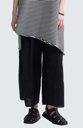 Luukaa D'Celli Elinea Printed Poplin Wide-Leg Pants in Black at Nordstrom, Size 18