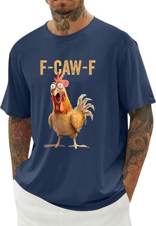 Generic F-Caw-F Funny Chicken Scream Humor T-Shirt, f caw f t Shirt Lightweight Casual Tee, f-caw-f Tshirt Classic Fit, Quirky Farm Animal Design, f caw f t S