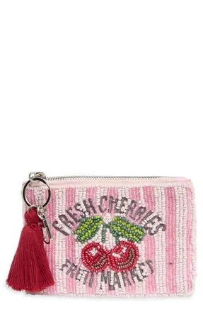 Collection XIIX Fresh Cherries Beaded Zip Pouch in Pink at Nordstrom Rack