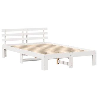 Berkfield Home White Pine Wood Bed Frame White Solid wood 120 x 200 cm Durable