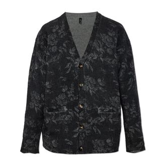 R13 C&aacute;rdigan de Lana con Motivo Floral - Knitwear - Mujer - Negro - XS