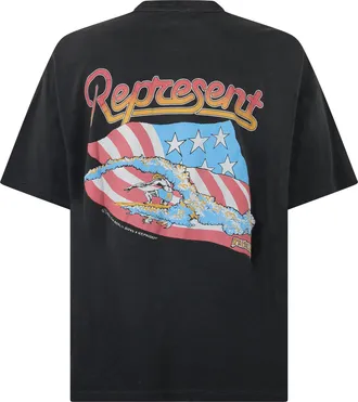 Represent Mens T-Shirt Stained Black Cotton T-Shirts And Polos