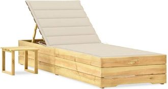 vidaXL Tumbona De Jard&iacute;n Con Mesa Y Coj&iacute;n De Madera De Pino Impregnada Vidaxl