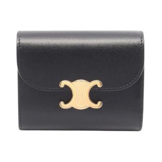 Celine Pre-owned Wallets, female, Black, Size: ONE SIZE Pre-owned Triomphe Small Flap Wallet Leather Trifold Wallet