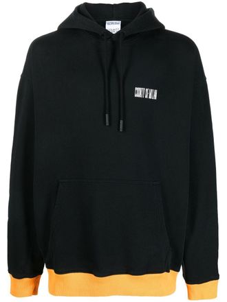 Marcelo Burlon logo-print cotton hoodie - men - Cotton - M - Black