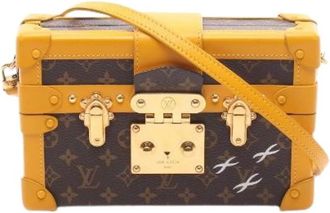 Louis Vuitton Pre-owned Petite Malle Monogram Shoulder Bag - Dames - Vintage Schoudertas - Bruin - ONE Size - Leer - Vintage