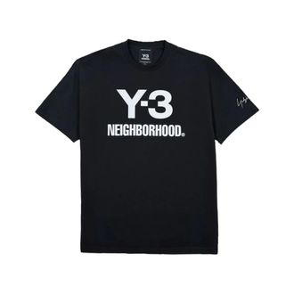 Yohji Yamamoto T-Shirts, male, Black, Size: M Nbhd Logo Tee