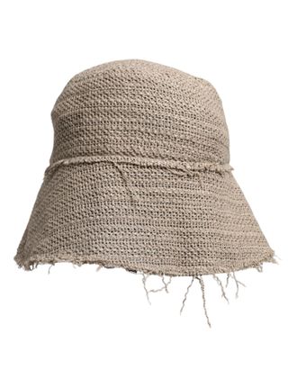 Dolce & Gabbana Mens Beige Linen Wide Brim Bucket Hat Cotton Polyester Nylon