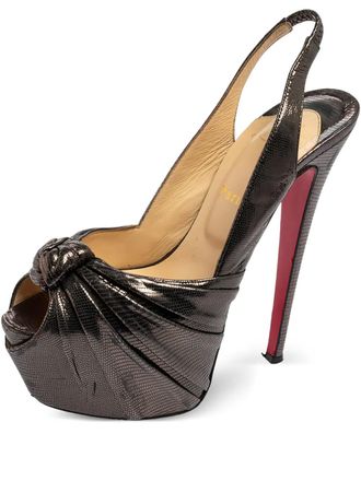 Christian Louboutin 160mm Miss Benin knotted platform sandals - women - Calf Leather/Calf Leather/Calf Leather - 39 - Brown