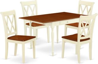 East West Furniture Dining Room Set Buttermilk & Cherry, MZCL5-WHI-W