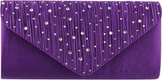 Generic Women Rhinestone Dinner Bag with Chain Formal Clutch Purse Large Capacity Rhinestone Wallet Wedding Party Evening Bag (Purple)