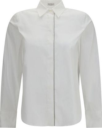 Brunello Cucinelli White Cotton Dress Womens Shirt