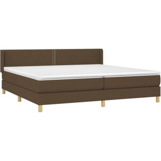 vidaXL Vidaxl - Cama Box Spring Con Colch&oacute;n Tela Marr&oacute;n Oscuro 200x200 Cm