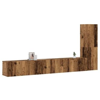 Berkfield Home Wall Mounted TV cabinets 3 pcs Old Wood Engineered Wood in Brown