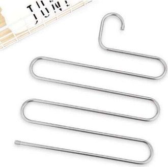 OEM (36 X 34 Cm, Juego De 2, Con Cinta) Perchas De Acero Inoxidable Tipo S Para Pantalones, Organizador De Armario Para Colgar Pantalones, Vaqueros Y Bufa