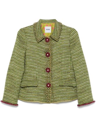 Moschino 1990s cropped tweed jacket - Green