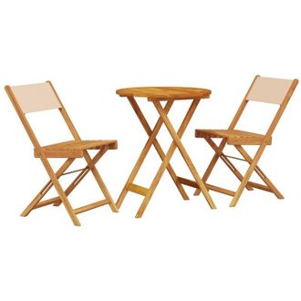 vidaXL Juego De Bistro De 3 Piezas Tela Y Madera Maciza Bej Vidaxl