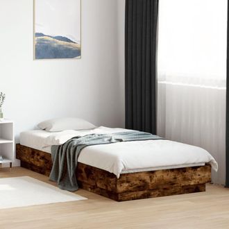 vidaXL Estructura De Cama Sin Colch&oacute;n Madera Roble Ahumado 100x200 Cm Vidaxl