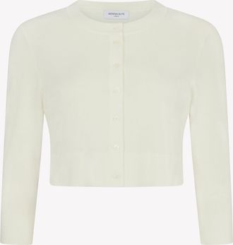Serena Bute Fitted Cropped Cardigan - Cream
