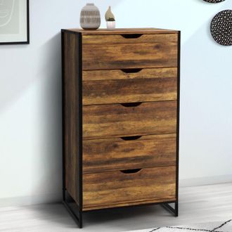 IDMarket C&oacute;moda Hawkins De 5 Cajones Y 60 Cm De Dise&ntilde;o Industrial