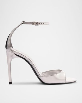Schutz Scarlett Metallic Leather Ankle-Strap Stiletto Sandals