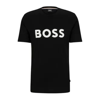 HUGO BOSS Tops, Heren, Zwart, S, Katoen, Regular-fit T-shirt in single jersey