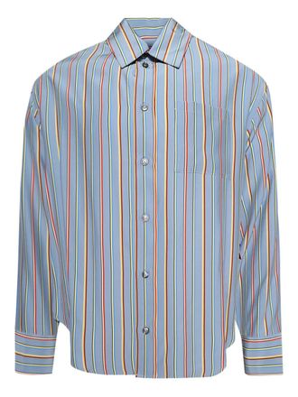 The Elder Statesman Overhemd met gestreept jacquard - Blauw