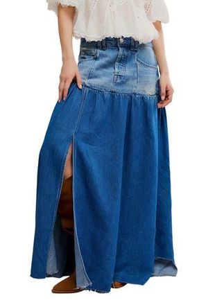 Free People Good Company Mixed Denim Maxi Skirt in Blessed at Nordstrom Rack, Size 33
