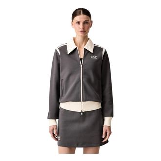 Emporio Armani Sweatshirt met rits - Dames - Sweatshirts & Hoodies - Grijs - Maat: XS Katoen