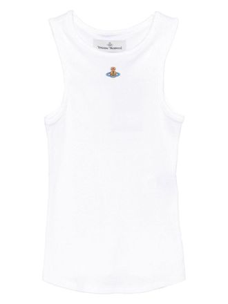 Vivienne Westwood White Ribbed Cotton Blend Orb Top