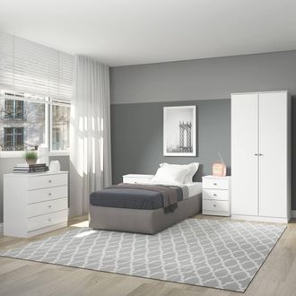 Seconique Denver 2 Door Wardrobe Bedroom Set in White