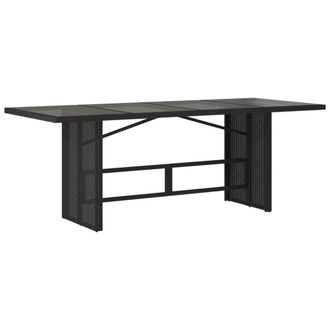 Berkfield Home Garden Table with Glass Top Black 190x80x75 cm Poly Rattan | Size: 190 x 80 x 75 cm