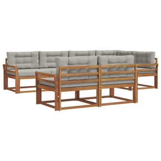 vidaXL Conjunto De Sof&aacute;s De Exterior 7 Pcs Natural Y Gris Claro Vidaxl