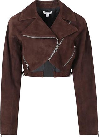 Alaia Jassen, Dames, Bruin, S, Leer, Cropped Biker Jacket