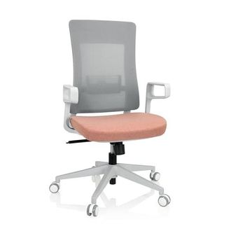 Kinder Drehstuhl KIDDY EXTRA | Höhenverstellbar | Mit Armlehnen | Stoffbezug Grau-Pink | Fürs Kinderzimmer