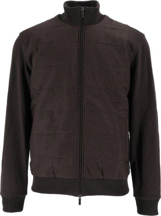 Fay Lambskin Embroidered Ribbed Leather Jacket