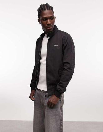 Schott NYC Giacca harrington nera con toppa con logo-Nero