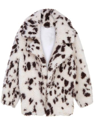 Stella McCartney animal-print faux-fur coat - women - Alpaca Wool/Polyester - 36 - White