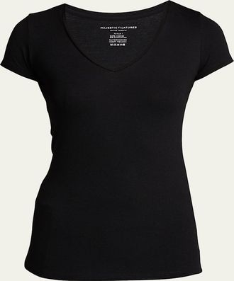 Majestic Filatures Soft Touch Short-Sleeve V-Neck Top
