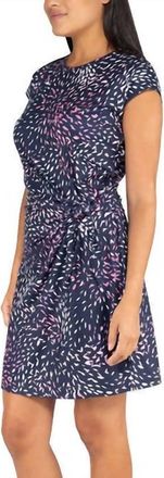 Nicole Miller Knot Crew Neck Dress In Navy/pink